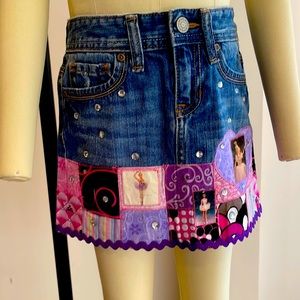 Hand quilted embroidered bedazzled ballerina princess jean skirt 🩰👸💜💖